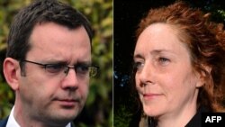 FILE - This combination of file pictures shows (L) former News of the World editor, Andy Coulson, and (R) former News International chief executive Rebekah Brooks.