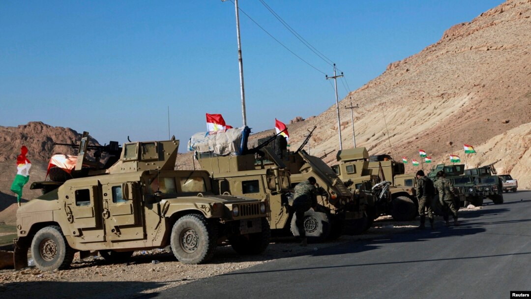 Xe quân sự của lực lượng an ninh người Kurd tại núi Sinjar, Iraq, ngày 21/12/2014.