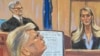 Hope Hicks, exasesora principal de Donald Trump, testifica durante el juicio penal al expresidente ante el juez Juan Merchan en el tribunal estatal de Manhattan en Nueva York, el 3 de mayo de 2024 en este boceto de la sala del tribunal. REUTERS/Jane Rosenberg