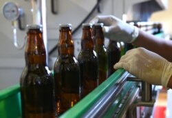 Seorang pekerja memeriksa botol bir di pabrik Stark Beer di Singaraja, sebuah kabupaten di pulau Bali, 24 Februari 2017. (Foto: dok).