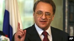 FILE - Russia's deputy Foreign Minister Mikhail Bogdanov, Dec. 5, 2014. 