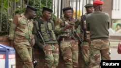 Soldiers are seen on the street in central Harare, Zimbabwe, Nov. 16, 2017. 