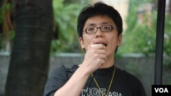 遊行主辦單位獨立媒體發言人葉蔭聰表示，斯諾登事件是香港公民社會及司法制度的一次壓力測試 (美國之音湯惠芸)