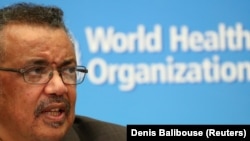 Director-General of the World Health Organization (WHO) Tedros Adhanom Ghebreyesus speaks during a news conference after a meeting of the Emergency Committee on the novel coronavirus (2019-nCoV) in Geneva, Switzerland January 30, 2020.