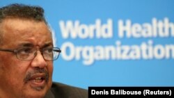 Director-General of the World Health Organization (WHO) Tedros Adhanom Ghebreyesus speaks during a news conference after a meeting of the Emergency Committee on the novel coronavirus (2019-nCoV) in Geneva, Switzerland January 30, 2020.