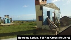 A view of the remains of homes in the village of Nasau, on Fiji's Koro island, after Cyclone Winston in 2016.
