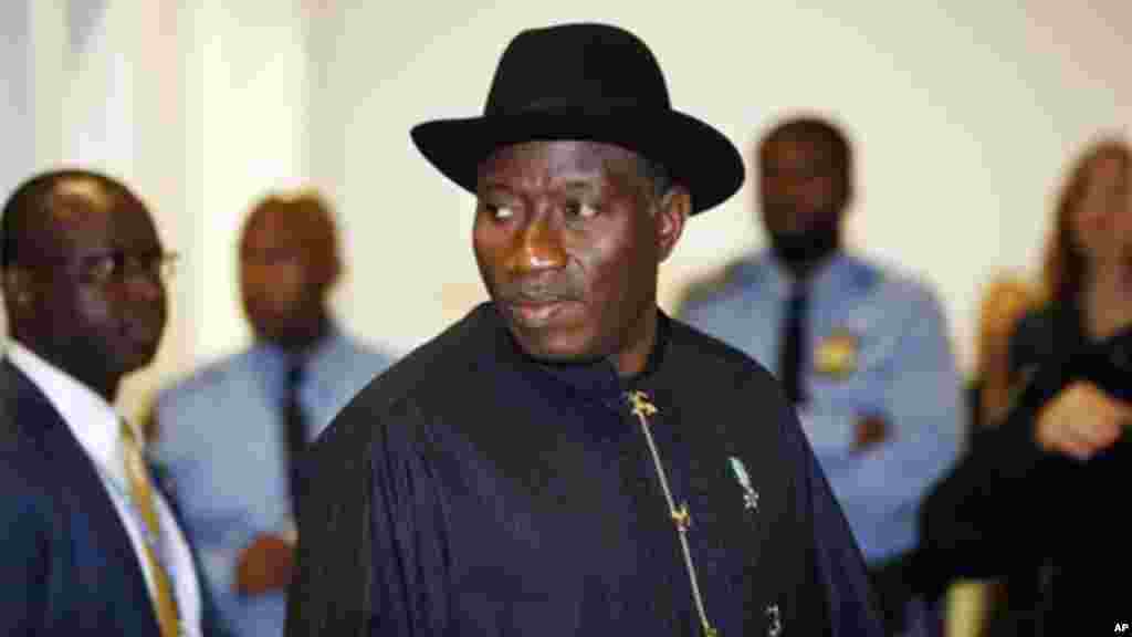 Jonathan Goodluck, President of Nigeria, arrives for the opening session of the General Debate during the 68th session of the United Nations General Assembly.