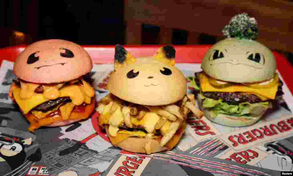 Pokeburgs, hamburgers in the form of Pokemon characters, are seen at a Down N' Out Burger restaurant in Sydney, Australia. The restaurant sells a limited number of Pokeburgs per day, capitalizing on fans' appetite for Pokemon Go, the location-based augmented reality game.