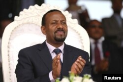 FILE - Ethiopian Prime Minister Abiy Ahmed attends a rally in Ambo in the Oromiya region, Ethiopia, April 11, 2018.