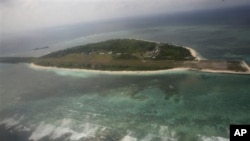 Aerial view of Pagasa Island, part of the disputed Spratly group of islands, in the South China Sea located off the coast of western Philippines, file photo. 