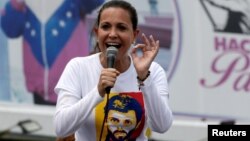 María Corina Machado, líder opositora,  encabezó la manifestación hacia la sede de la OEA en Caracas.