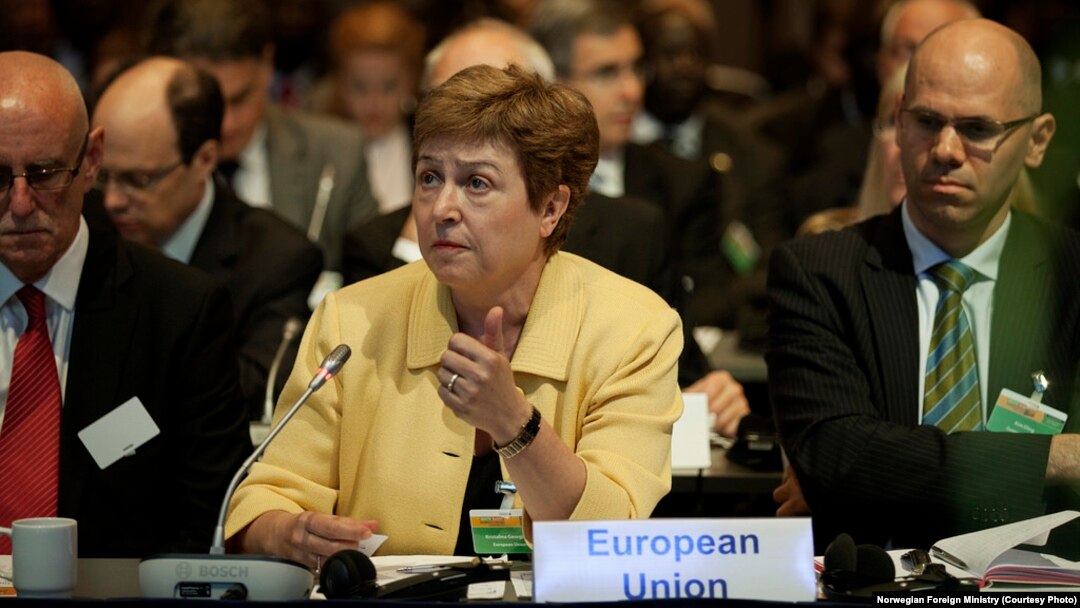 Komisioner Eropa Kristalina Georgieva berbicara dalam konferensi mengenai Sudan Selatan. (Foto: Dok)