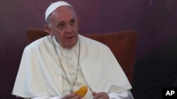 Le pape François au sanctuaire de saint Albert Hurtado, Santiago du Chili, le 16 janvier 2018.