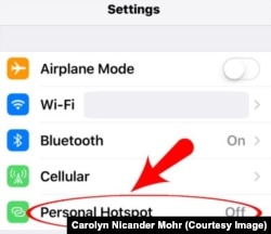 iPhone Settings Hotspot