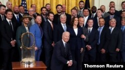 El presidente de EE. UU., Joe Biden, recibe el viernes 2 de juilo de 2021 al equipo de los Dodgers de Los Ángeles, campeones de la Serie Mundial 2020.