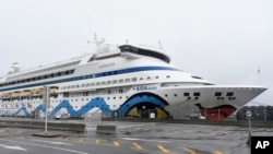 The German cruise ship Aida Aura at the quay in Haugesund, Norway, March 3, 2020.