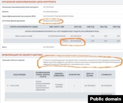 A screenshot of Zakupki.ru page displaying the Russian Ministry of Communications and Digital Development contract for EAEU