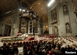 A general view of the Easter vigil Mass led by Pope Francis in Saint Peter's Basilica at the Vatican, April 20, 2019.