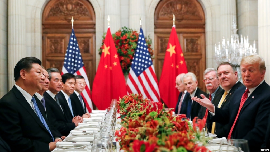 美国总统特朗普与中国国家主席习近平2018年12月1日在布宜诺斯艾利斯共进晚餐