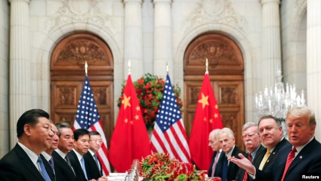 美国总统特朗普与中国国家主席习近平2018年12月1日在布宜诺斯艾利斯共进晚餐