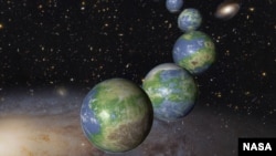 This is an artist's impression of innumerable Earth-like planets that have yet to be born over the next trillion years in the evolving universe.