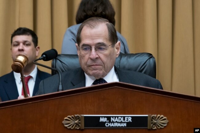 FILE - House Judiciary Committee Chair Jerrold Nadler, a Democrat, is seen at a hearing on Capitol Hill in Washington, May 2, 2019.