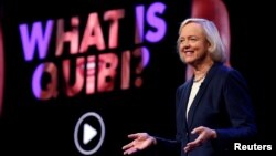 Quibi CEO Meg Whitman speaks during a Quibi keynote address at the 2020 CES in Las Vegas, Nevada, Jan. 8, 2020.