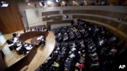 Members of the Federal Electoral Tribunal attend a session in Mexico City, August 30, 2012. 