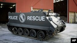 FILE - A police armored personnel carrier is seen during a demonstration for the press in Richboro, Pa., Jan. 23, 2007.