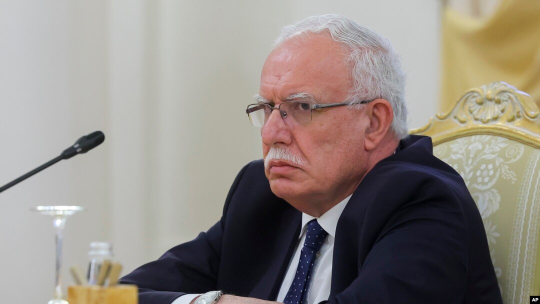 Falastin Tashqi ishlar vaziri Riyod al-Malikiy Moskvadagi maslahatlashuvda, 21-noyabr, 2023 