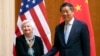 FILE - Treasury Secretary Janet Yellen, left, shakes hands with Chinese Vice Premier He Lifeng during a meeting at the Diaoyutai State Guesthouse in Beijing, China, July 8, 2023. Yellen is hosting He for two days of talks this week. 