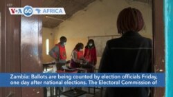 VOA60 Africa- In Zambia, ballots are being counted by election officials Friday, one day after national elections