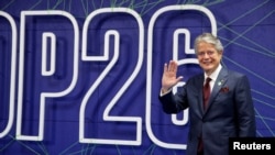 El presidente de Ecuador, Guillermo Lasso, durante la conferencia climática de la ONU en Glasgow, Escocia, el 1 de noviembre de 2021.