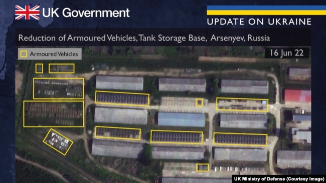 Супутникові знімки. База зберігання танків, Арсеньєв, Росія станом на 16 червня 2022 року