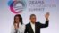 FILE - Former President Barack Obama, right, and former first lady Michelle Obama arrive for the first session of the Obama Foundation Summit in Chicago, Oct. 13, 2017.