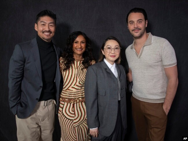 Brian Tee, from left, Sarayu Blue, Lulu Wang and Jack Huston pose for a portrait to promote "Expats" on Thursday, Jan. 18, 2024, in New York. (Photo by Andy Kropa/Invision/AP)