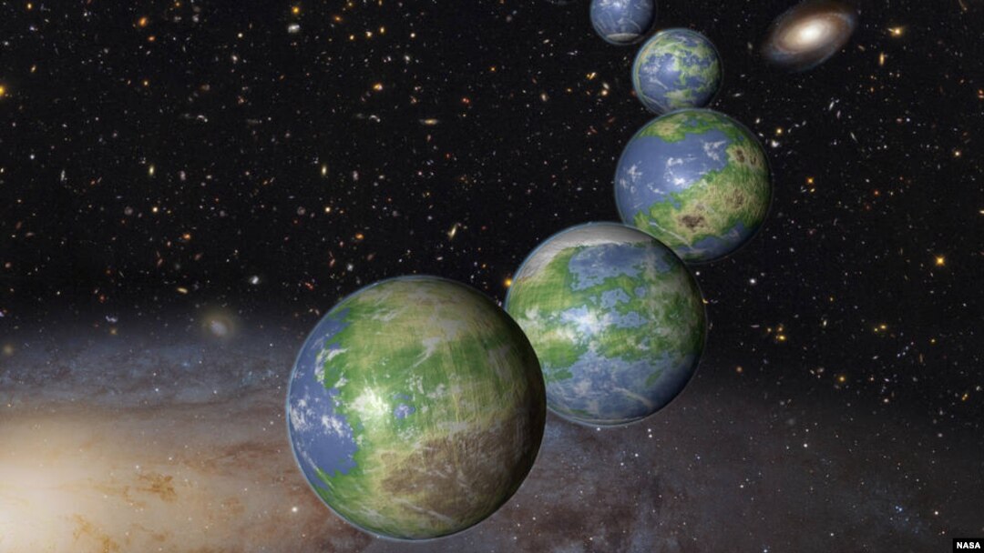 This is an artist's impression of innumerable Earth-like planets that have yet to be born over the next trillion years in the evolving universe.
