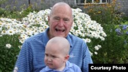 Former US President George H.W. Bush pictured with Patrick, who is suffering from leukemia. (credit: Office of George HW Bush)