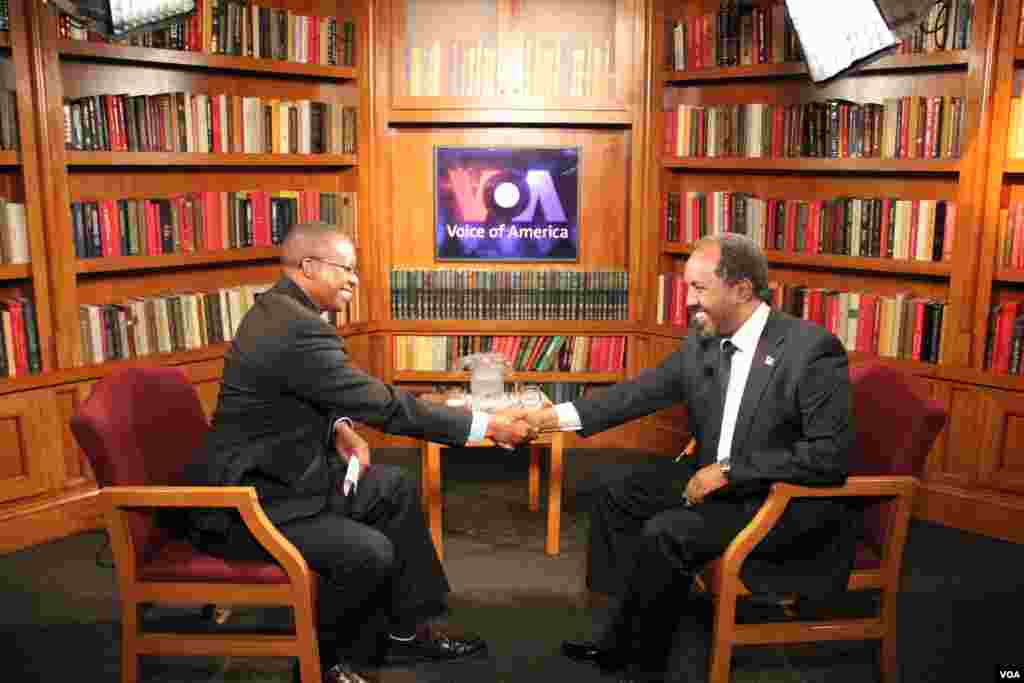 Somalian President Hassan Sheikh Mohamud is interviewed by Vincent Mokori of the English to Africa Service.