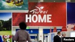 Attendees visit Turkey's stand at the International Tourism Trade Fair in Berlin, March 4, 2015.