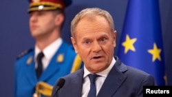 Poljski premijer Donald Tusk na konferenciji za medije u Beogradu (REUTERS/Marko Djurica)