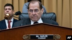 House Judiciary Committee Chair Jerrold Nadler, D-N.Y., gavels in a hearing on the Mueller report without witness Attorney General William Barr who refused to appear, on Capitol Hill in Washington, May 2, 2019. 