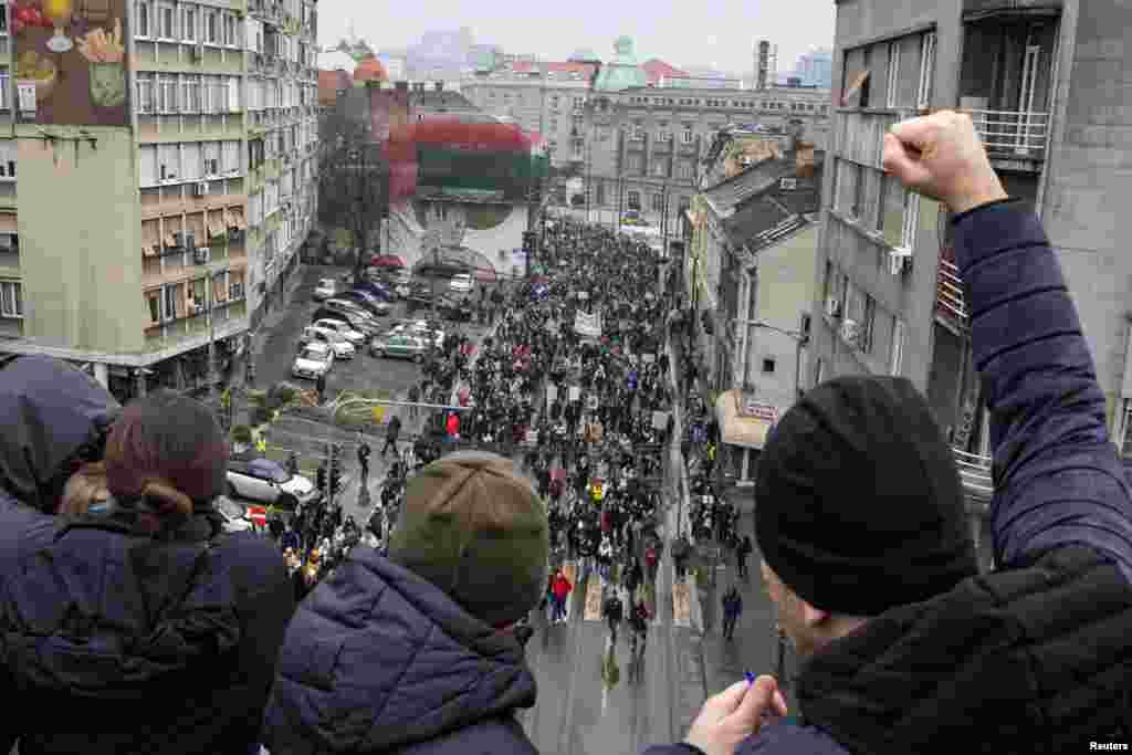 Protest u Beogradu (REUTERS/Marko Djurica)