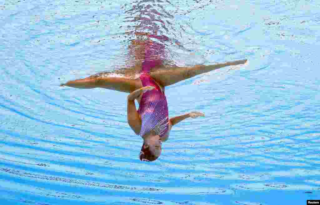 17th FINA World Aquatics Championship. Solo Technical Women preliminary, Budapest, Hungary. Yukiko Inui of Japan competes.