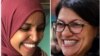 Ilhan Omar (kiri) dan Rashida Tlaib, dua perempuan muslim yang memenangkan kursi DPR AS pada pemilu Selasa (6/11). 