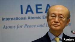 FILE - International Atomic Energy Agency Director General Yukiya Amano addresses a news conference during a board of governors meeting at the IAEA headquarters in Vienna, March 4, 2019. T