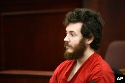 FILE - James Holmes in the courtroom in Centennial, Colorado, March 27, 2013.