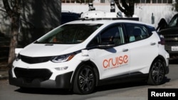 FILE PHOTO: A self-driving GM Bolt EV is seen during a media event where Cruise, GM's autonomous car unit, showed off its self-driving cars in San Francisco, California, Nov. 28, 2017. 