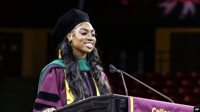 Dorothy Jean Tillman II participates in Arizona State University’s commencement, May 6, 2024, in Tempe, Ariz. (Tillman Family via AP)