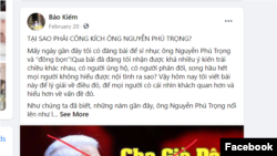 Trang FB Bảo Kiếm đăng bài chỉ trích ông Trọng.